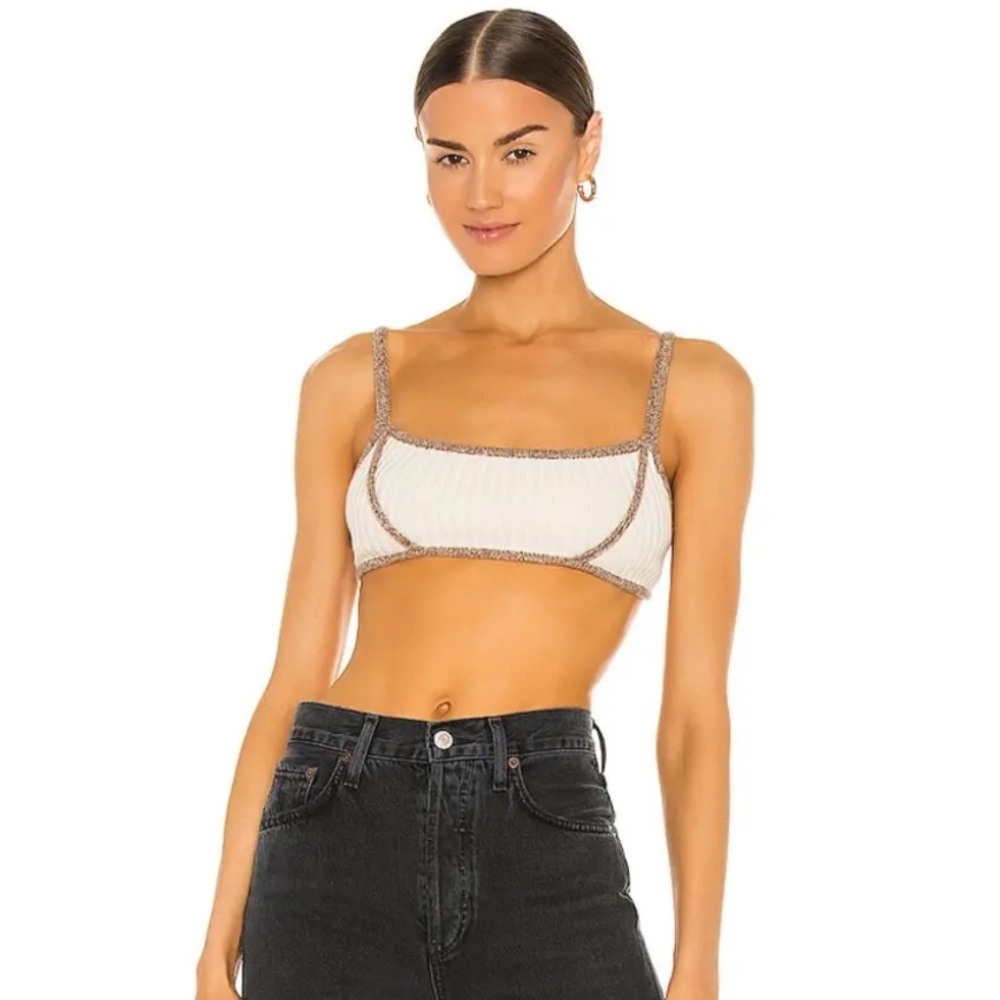 Danielle Guizio Knit Exposed Seam Bralette Cream